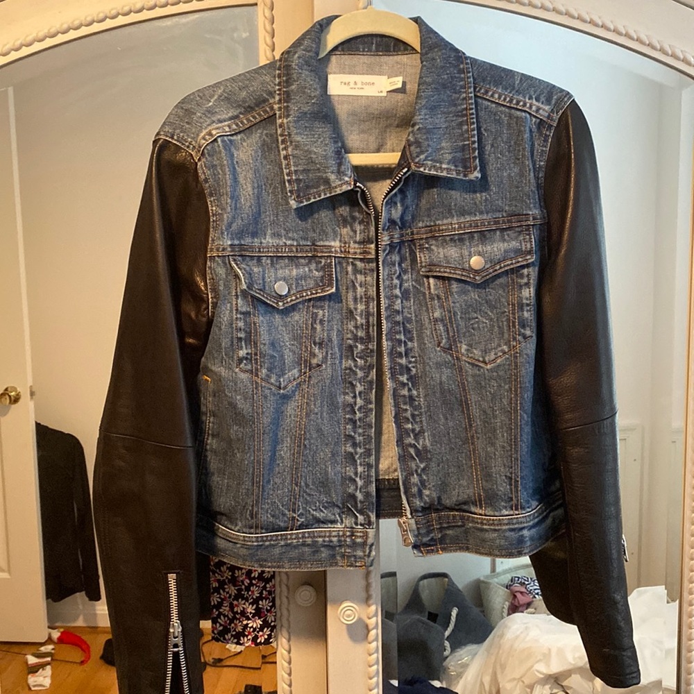 EUC Rag and Bone Denim and Leather Jacket (L)